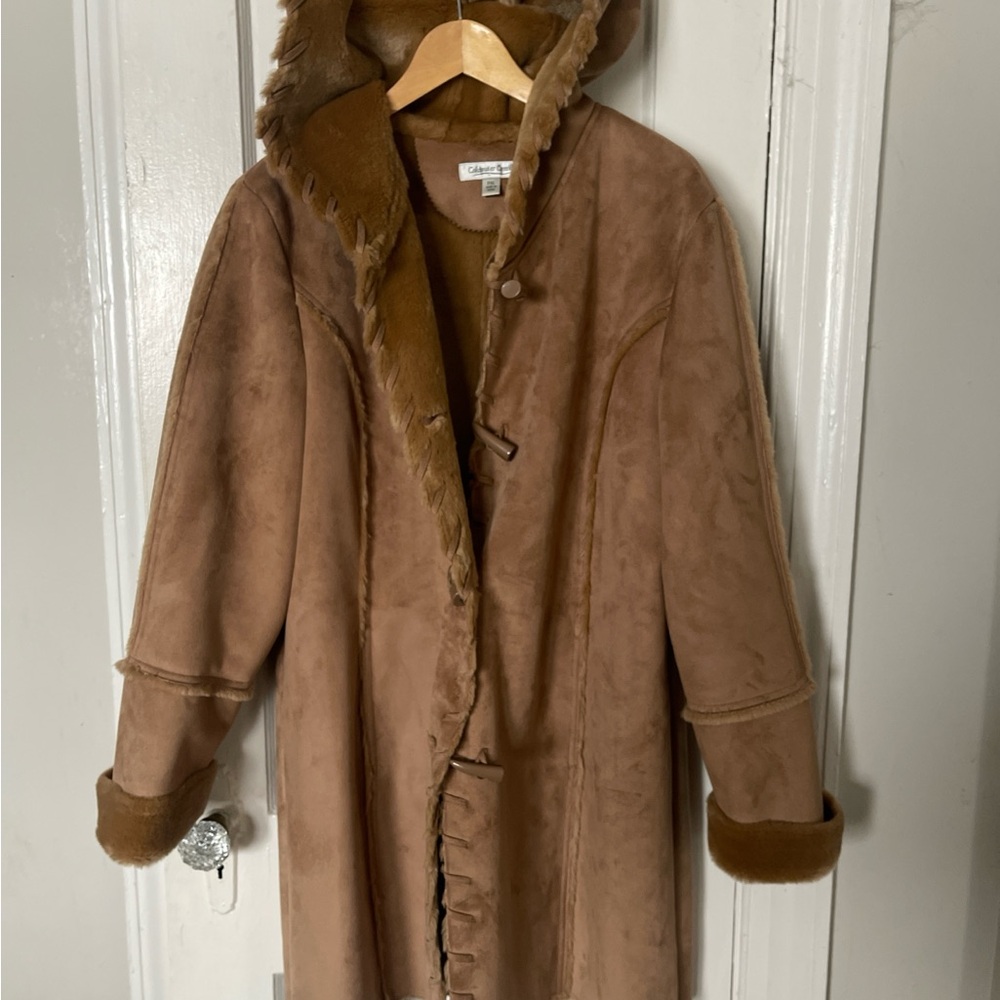 Brown Faux Fur Trimmed Coat